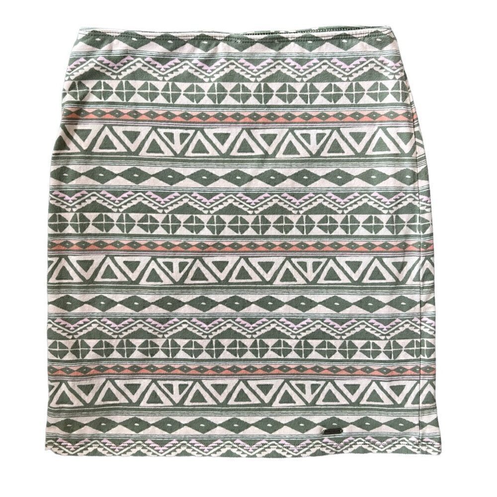 Hollister Geometric Mini Skirt Green Cream Pink Women’s Size XS
